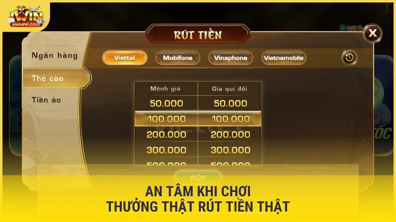 An tâm khi chơi, thưởng thật, rút tiền thật