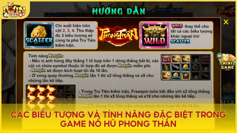 Các biểu tượng và tính năng đặc biệt trong game nổ hũ Phong Thần