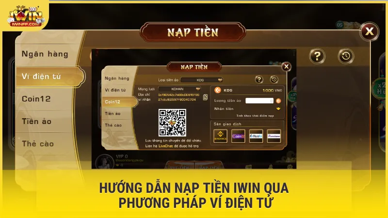 Hướng dẫn nạp tiền Iwin qua phương pháp ví điện tử