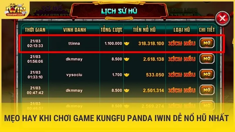 Mẹo hay khi chơi game Kungfu Panda iWin dễ nổ hũ nhất