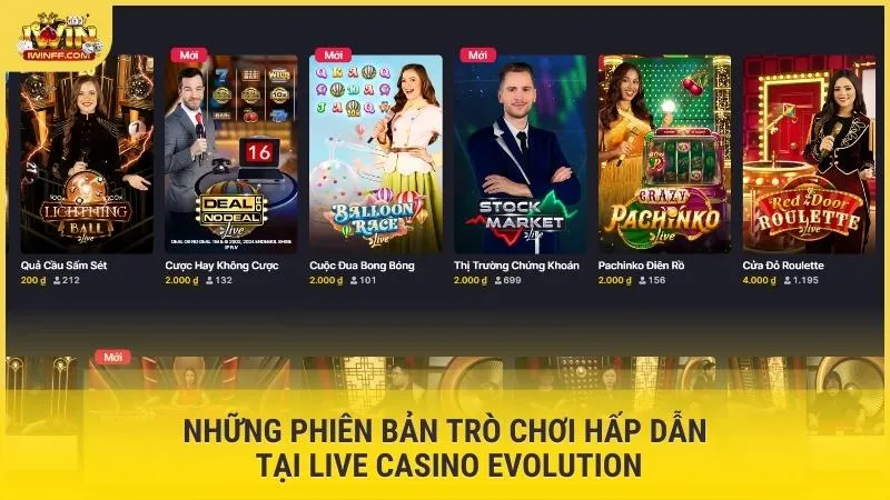 Những phiên bản trò chơi hấp dẫn tại Live Casino Evolution