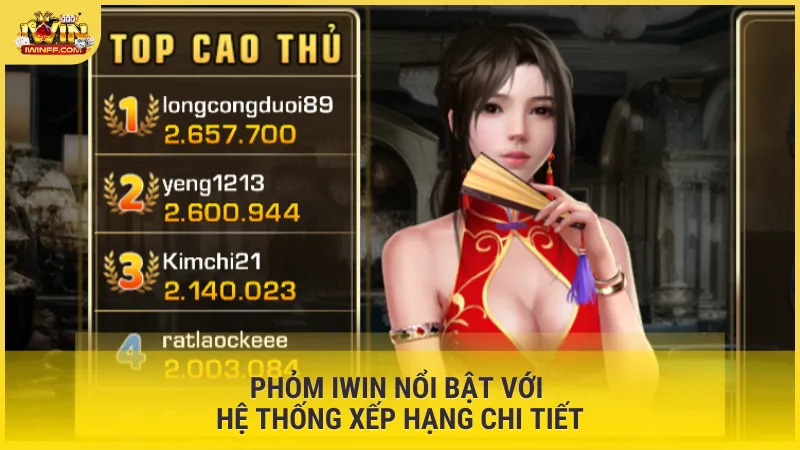 Phỏm Iwin nổi bật với hệ thống xếp hạng chi tiết