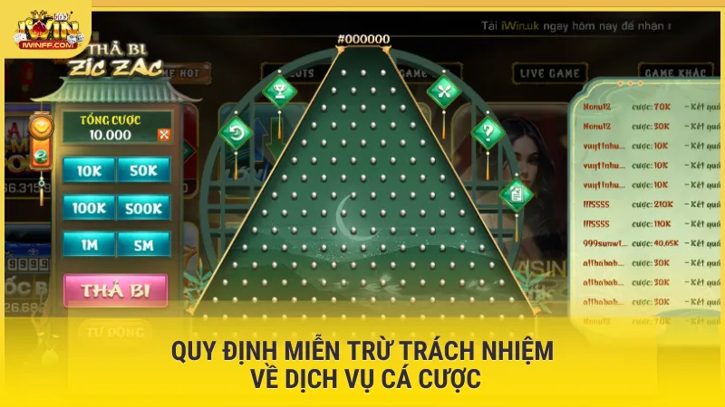Quy định miễn trừ trách nhiệm về dịch vụ cá cược