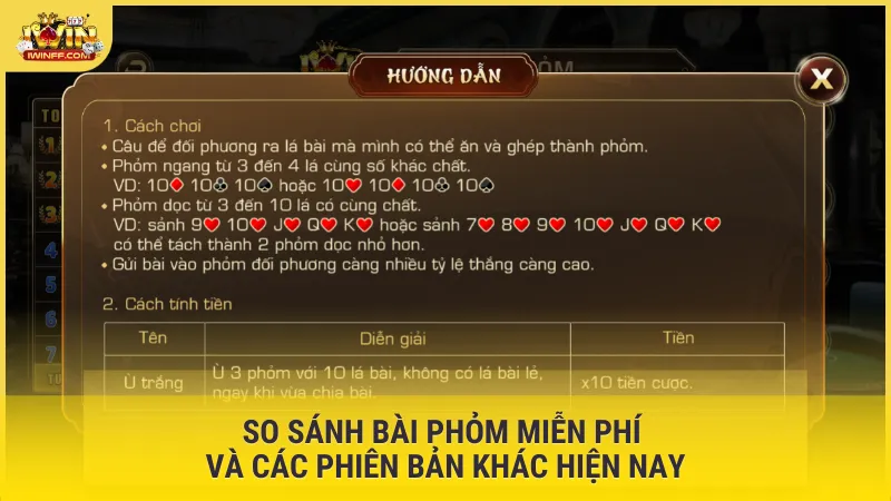 So sánh bài Phỏm miễn phí và các phiên bản khác hiện nay