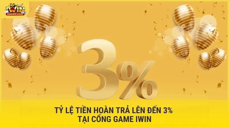 Tỷ lệ tiền hoàn trả lên đến 3% tại cổng game Iwin